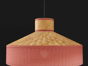 woven linen and rattan pendant lamp 3D Model
