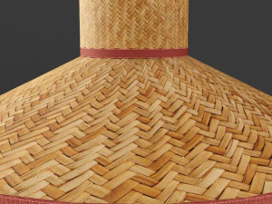 woven linen and rattan pendant lamp 3D Model