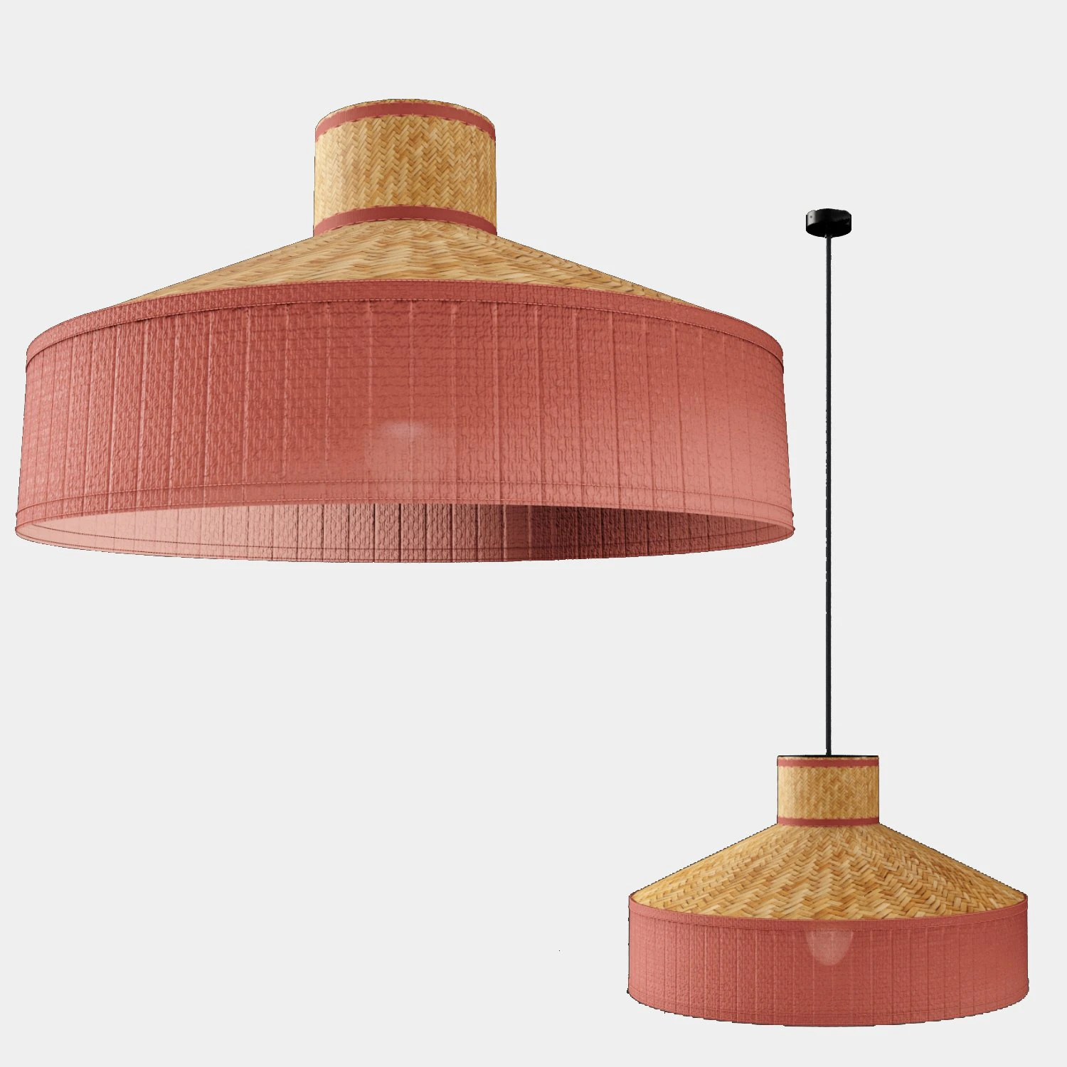woven linen and rattan pendant lamp 3D Model .c4d .max .obj .3ds .fbx .stl .blend 