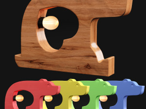 bear wooden table lamp Modelo 3D