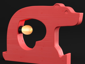 bear wooden table lamp Model 3D