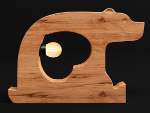 bear wooden table lamp Model 3D