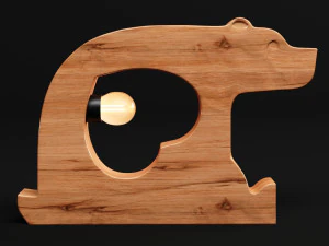 bear wooden table lamp 3D Model