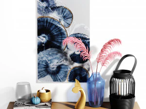 decor set-no4- by gray glass and blue vase 3D Model