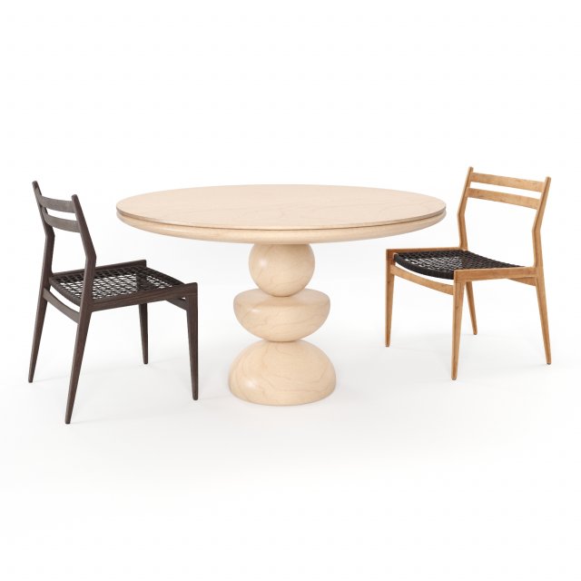 woven rope chair by table dining 3D Модель .c4d .max .obj .3ds .fbx .stl .blend