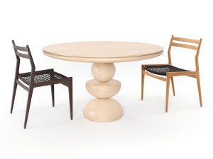 woven rope chair by table dining 3D मॉडल