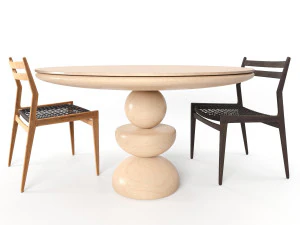 woven rope chair by table dining 3D Model