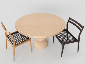 woven rope chair by table dining 3D Model