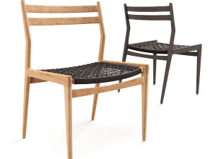 woven rope chair by table dining 3D Model