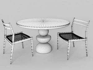 woven rope chair by table dining 3D Model
