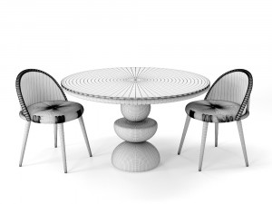 dining set 3- by rattan chair in 4 color 3Dモデル