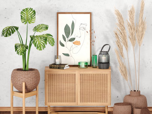 decor set-no5- by rattan table and baskets 3D 모델