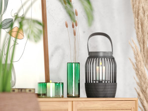 decor set-no5- by rattan table and baskets 3D Model