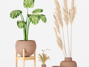 set vases-no3- wicker vase 3D Model