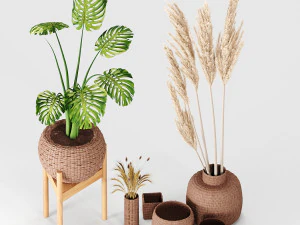 set vases-no3- wicker vase 3D Model