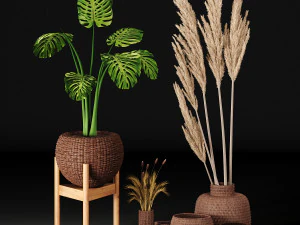 set vases-no3- wicker vase 3D Model
