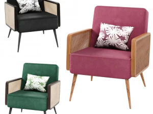 крісло-оксамит із ротангової тростини, 3-кольорова версія vray 3D Модель