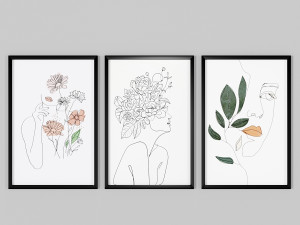 art frams 1- 3 art line paintings by 3 frams 3D-Modell