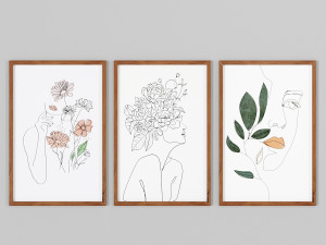 art frams 1- 3 art line paintings by 3 frams 3D-Modell