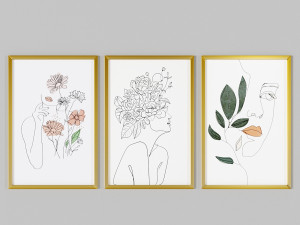 art frams 1- 3 art line paintings by 3 frams 3D-Modell