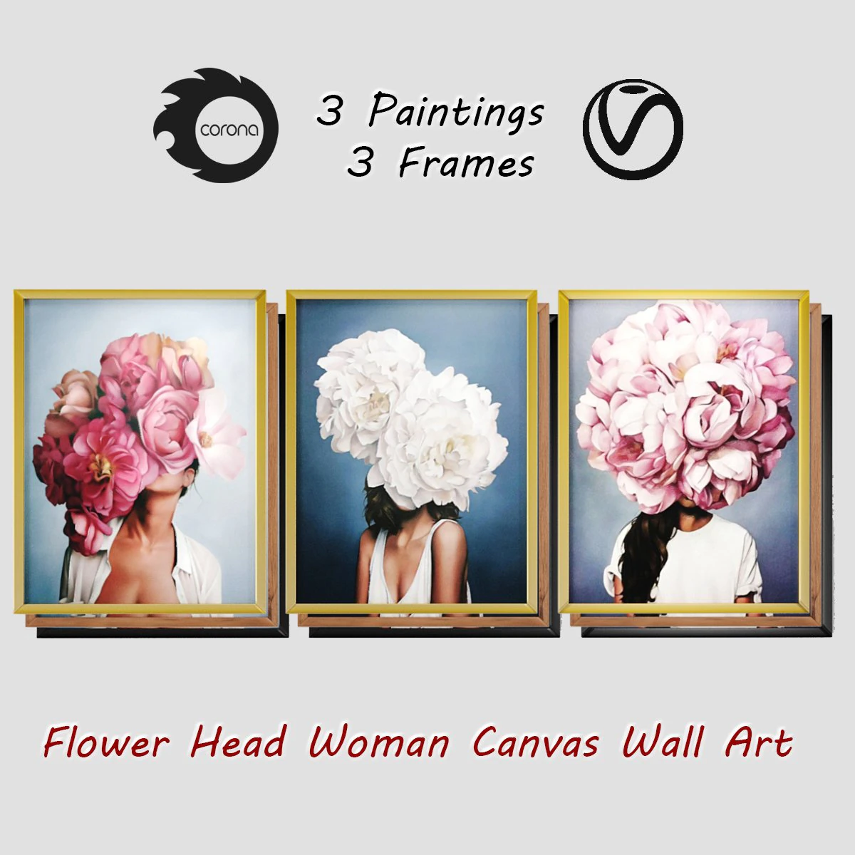 art frams 2- 3 art flower head woman by 3 frams 3D Model .c4d .max .obj .3ds .fbx .stl .blend 