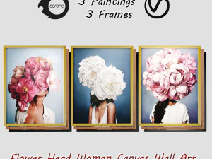 ramka artystyczna 2-3 sztuka kwiatowa głowa kobiety w 3 ramce Model 3D