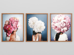 art frams 2- 3 art flower head woman by 3 frams 3Dモデル