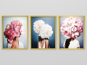 art frams 2- 3 art flower head woman by 3 frams 3Dモデル