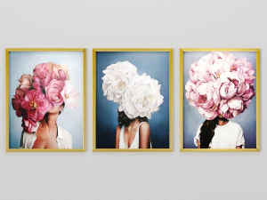 art frams 2- 3 art flower head woman by 3 frams 3D Model