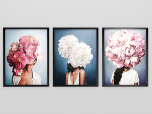 art frams 2- 3 art flower head woman by 3 frams 3Dモデル