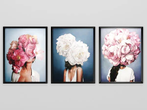 art frams 2- 3 art flower head woman by 3 frams 3D Model