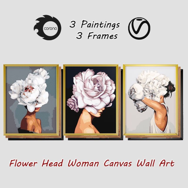 art frams 3- 3 art flower head woman by 3 frams 3D 模型 .c4d .max .obj .3ds .fbx .stl .blend 