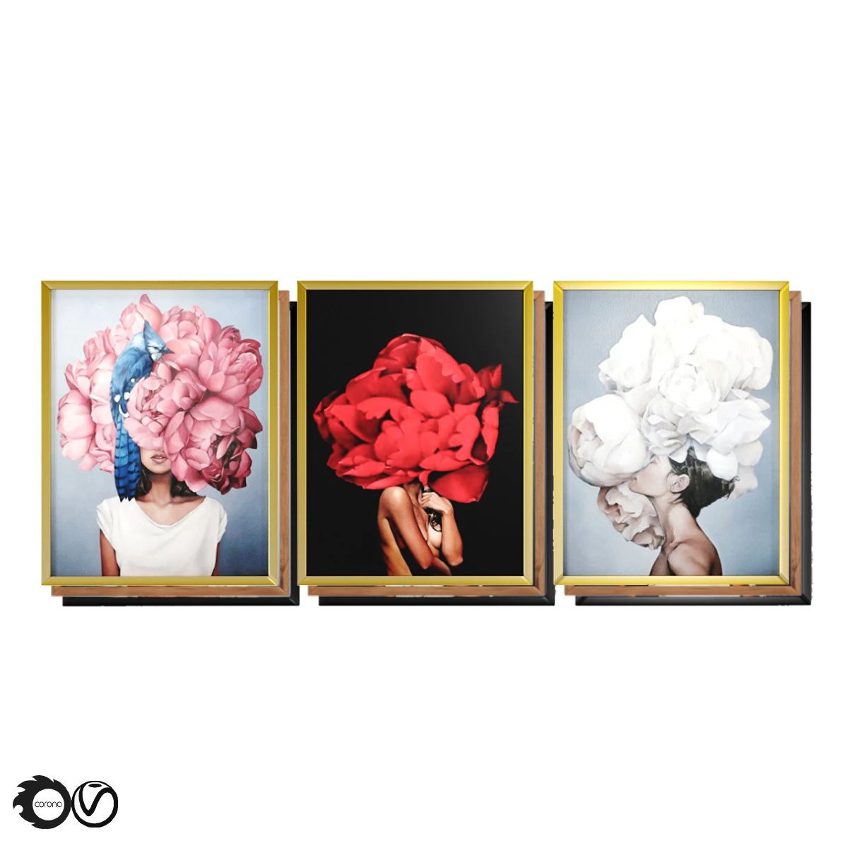 art frams 4- 3 art flower head woman by 3 frams 3D Model .c4d .max .obj .3ds .fbx .stl .blend 