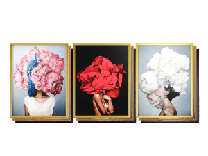 ramka artystyczna 4-3 ramka artystyczna z głową kwiatu kobiety na 3 ramie Model 3D