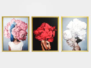 art frams 4- 3 art flower head woman by 3 frams Modelo 3D
