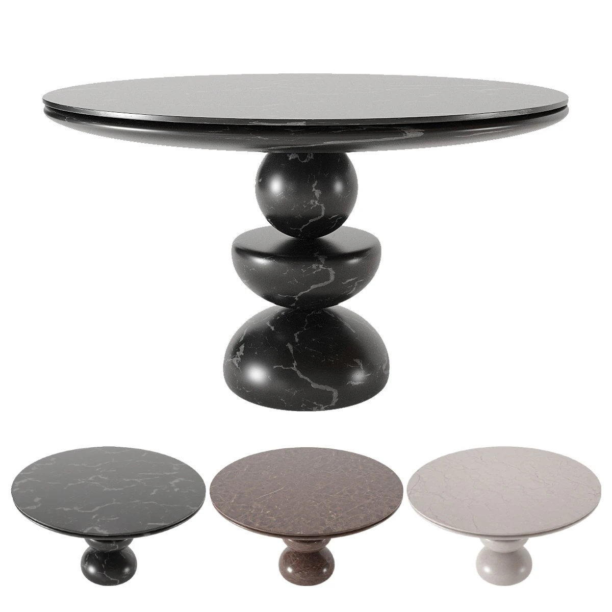 dining table no2- marble table 3D Model .c4d .max .obj .3ds .fbx .stl .blend 