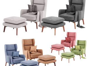 ryder velvet armchair in 6 color 3D Model