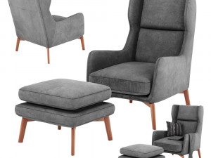 ryder velvet armchair in 6 color 3D 모델