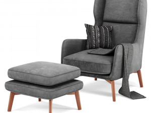 ryder velvet armchair in 6 color 3D 모델