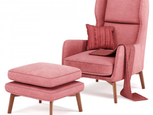 ryder velvet armchair in 6 color 3D 모델