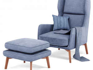 ryder velvet armchair in 6 color 3D 모델