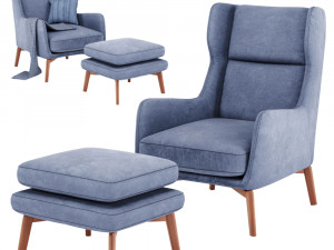 ryder velvet armchair in 6 color 3D 모델