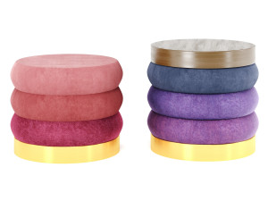 poufs vol2- collection velvet poufs by adjustable color 3D Model
