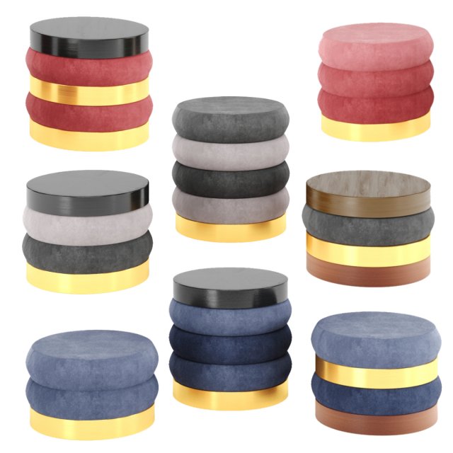 poufs vol3- velvet poufs by adjustable color 3D मॉडल .c4d .max .obj .3ds .fbx .stl .blend 