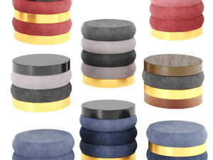 poufs vol3- velvet poufs by adjustable color 3D Model