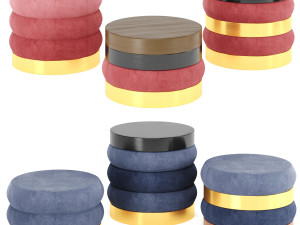 poufs vol3- velvet poufs by adjustable color 3D मॉडल