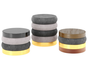 poufs vol3- velvet poufs by adjustable color 3D मॉडल