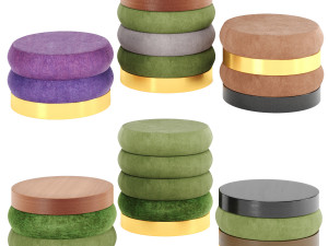 poufs vol3- velvet poufs by adjustable color 3D मॉडल