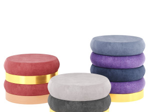 poufs vol3- velvet poufs by adjustable color 3D मॉडल