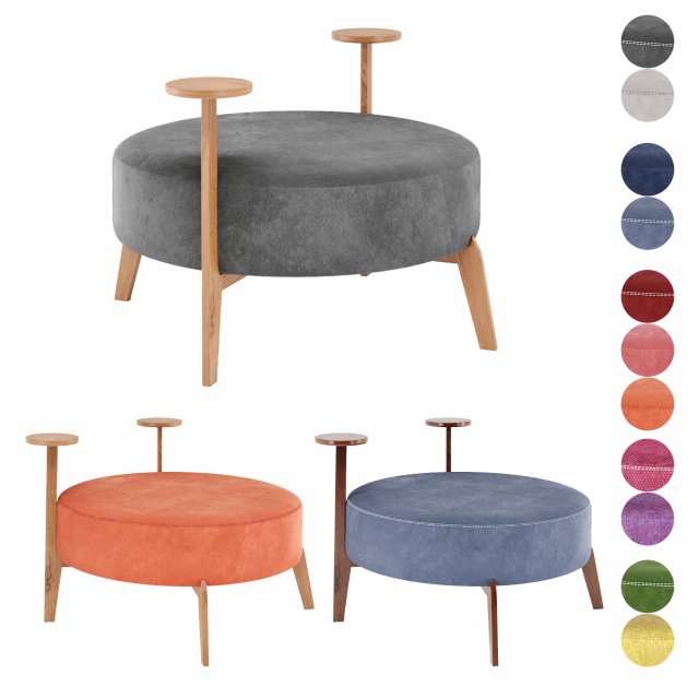 poufs vol4- round velvet pouf by adjustable color 3D Модель .c4d .max .obj .3ds .fbx .stl .blend 